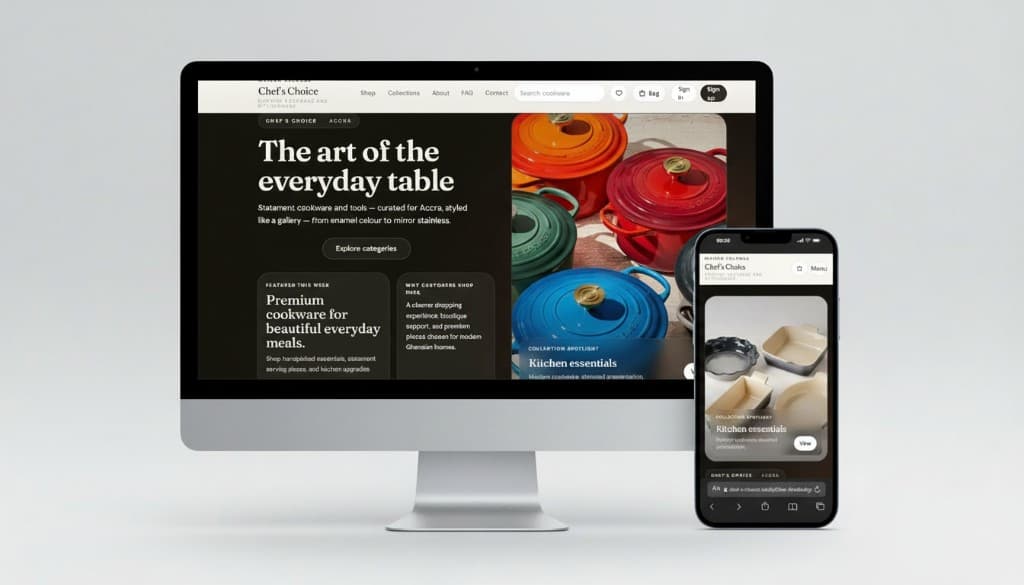 Chef’s Choice by Maison Solange — desktop and mobile website mockup